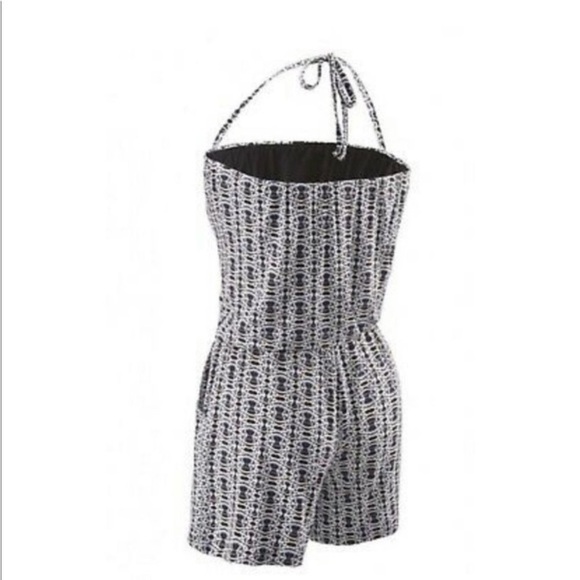 CAbi #5116 Resort Romper Halter Shorts NWOT Medium Navy White Black Stretchy - Picture 4 of 10
